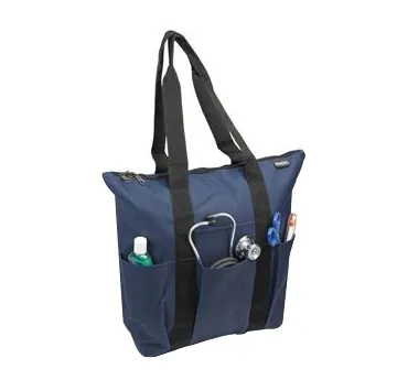 Hopkins Medical Products - 530793 - Medical Zippered Tote Navy With Black Trim 600d Waterproof Polyester 5.75 X 12 X 15 Inch
