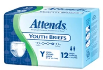 Attends Healthcare Products - Attends - BRBY - Unisex Youth Incontinence Brief Attends Small Disposable Heavy Absorbency