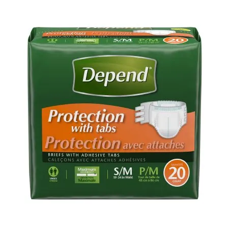 Kimberly Clark - Depend - From: 35456 To: 35458 -  Unisex Adult Incontinence Brief  Small / Medium Disposable Heavy Absorbency