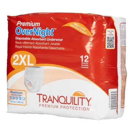 PBE - Principle Business Enterprises - Tranquility Premium OverNight - 2118 - Principle Business Enterprises  Unisex Adult Absorbent Underwear  Pull On with Tear Away Seams 2X Large Disposable Heavy Absorbency