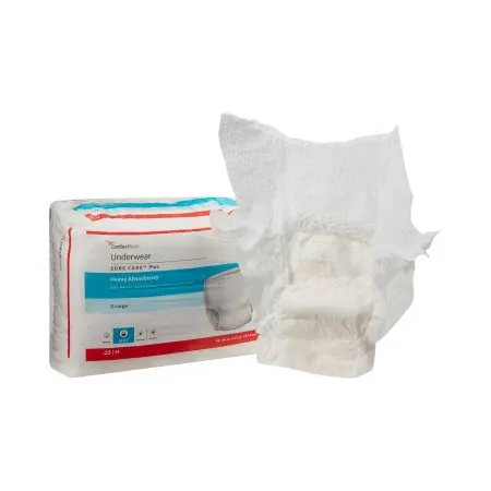 Cardinal - Sure Care Plus - 1625R - Unisex Adult Absorbent Underwear Sure Care Plus Pull On with Tear Away Seams X-Large Disposable Heavy Absorbency