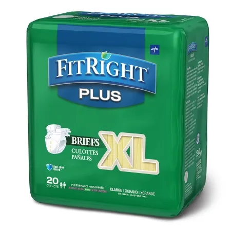 Medline - FITPLUSXLG - FitRight Plus Unisex Adult Incontinence Brief FitRight Plus X Large Disposable Moderate Absorbency