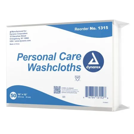Dynarex - From: 1315 To: 1321 - Washcloth 10 X 13 Inch White Disposable