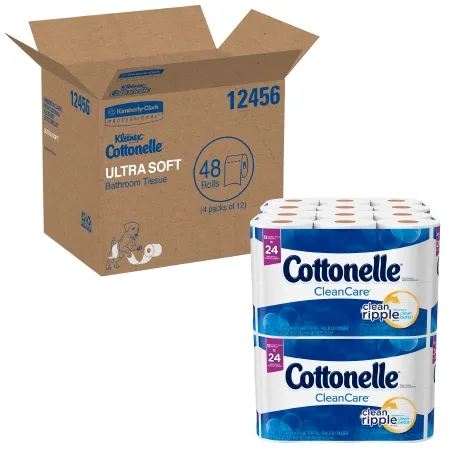 Kimberly Clark - Kleenex Cottonelle Clean Care - 12456 - Toilet Tissue Kleenex Cottonelle Clean Care White 1-ply Standard Size Cored Roll 170 Sheets 4-1/5 X 4 Inch