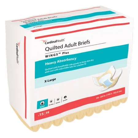 Cardinal - Wings - 66035 - Unisex Adult Incontinence Brief Wings X-Large Disposable Heavy Absorbency