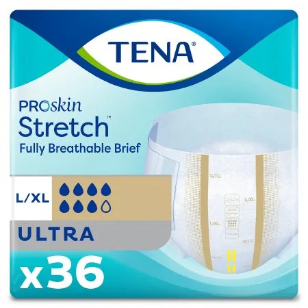Essity - TENA ProSkin Stretch Ultra - 67803 - Unisex Adult Incontinence Brief TENA ProSkin Stretch Ultra Large / X-Large Disposable Heavy Absorbency