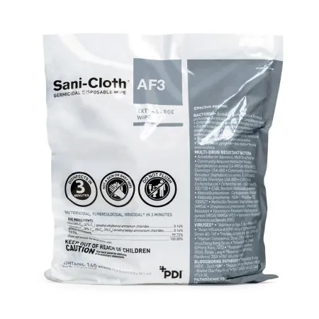 PDI - Professional Disposables - Sani-Cloth AF3 - P2450P - Professional Disposables Sani Cloth AF3 Sani Cloth AF3 Surface Disinfectant Cleaner Refill Premoistened Germicidal Manual Pull Wipe 160 Count Bag Mild Scent NonSterile