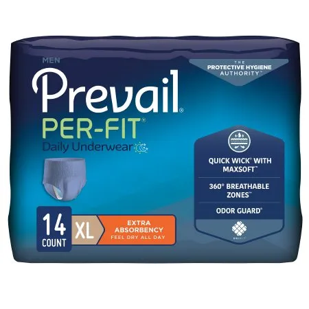 First Quality - Prevail Per-Fit Men - PFM-514 - Prevail Per Fit Men Male Adult Absorbent Underwear Prevail Per Fit Men Pull On with Tear Away Seams X Large Disposable Moderate Absorbency