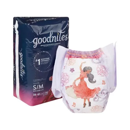Kimberly Clark - Goodnites - 41314 -  Female Youth Absorbent Underwear GoodNites Pull On with Tear Away Seams Small / Medium Disposable Heavy Absorbency