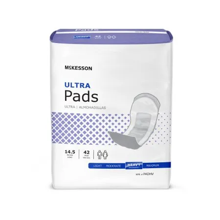McKesson - PADHV - Ultra Bladder Control Pad Ultra 14 1/2 Inch Length Heavy Absorbency Polymer Core One Size Fits Most