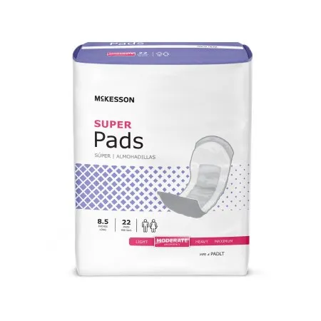 McKesson - PADLT - Super Bladder Control Pad Super 8 1/2 Inch Length Moderate Absorbency Polymer Core One Size Fits Most