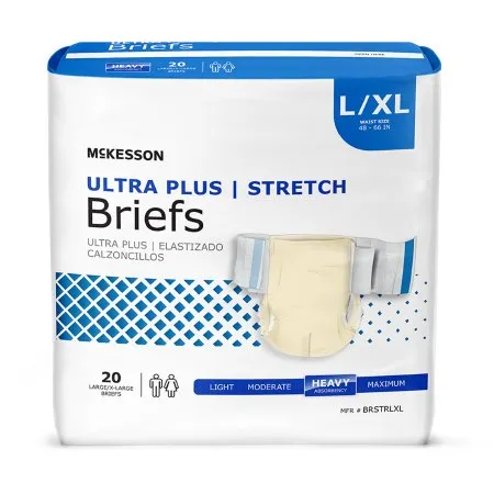 McKesson - From: BRSTRLXL To: BRSTRMR - Ultra Plus Stretch Unisex Adult Incontinence Brief Ultra Plus Stretch Large / X Large Disposable Heavy Absorbency