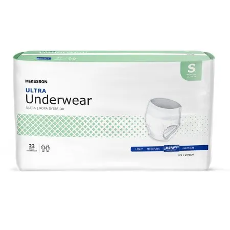 McKesson - UWBSM - Ultra Unisex Adult Absorbent Underwear Ultra Pull On with Tear Away Seams Small Disposable Heavy Absorbency
