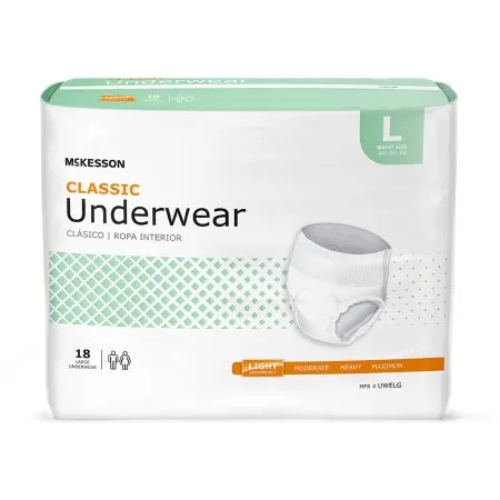 McKesson - From: UWELG To: UWEXL - Classic Unisex Adult Absorbent Underwear Classic Pull On with Tear Away Seams Large Disposable Light Absorbency