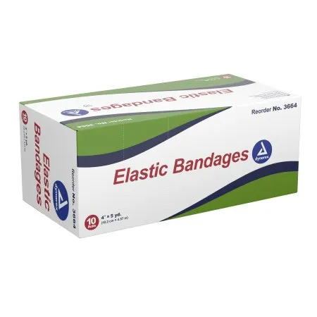 Dynarex - 3664 - Elastic Bandage 4 Inch X 4 1/2 Yard Clip Detached Closure Tan NonSterile Standard Compression