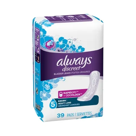 Procter & Gamble - Always Discreet Maxi - 10037000887307 - Bladder Control Pad Always Discreet Maxi 13-1/2 Inch Length Heavy Absorbency DualLock Core One Size Fits Most