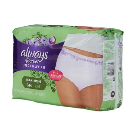 Procter & Gamble - Always Discreet - 10037000887369 - Female Adult Absorbent Underwear Always Discreet Pull On with Tear Away Seams Small / Medium Disposable Heavy Absorbency