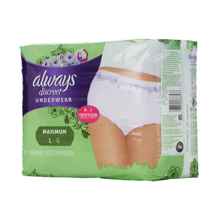 Procter & Gamble - Always Discreet - 10037000887574 - Female Adult Absorbent Underwear Always Discreet Pull On with Tear Away Seams Large Disposable Heavy Absorbency