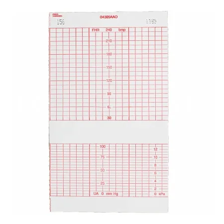 Precision Charts - Life Trace - B4305AAO -  Fetal Diagnostic Monitor Recording Paper  Thermal Paper 152 mm X 47 Foot Roll Red Grid