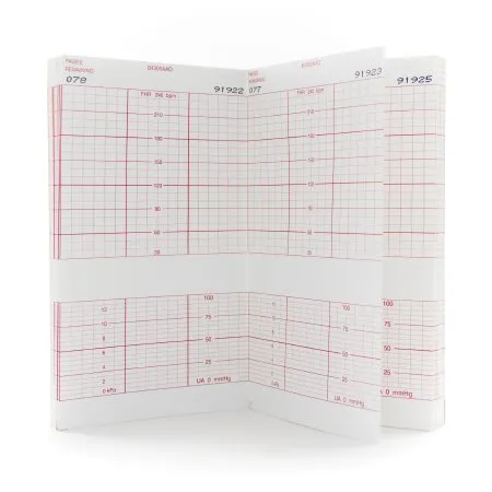 McKesson - 26-B4305A - Fetal Diagnostic Monitor Recording Paper Thermal Paper 6 Inch X 47 Foot Z Fold Red Grid
