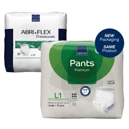 Abena - From: 41082 To: 41090 - Abri Flex Premium L1 Unisex Adult Absorbent Underwear Abri Flex Premium L1 Pull On with Tear Away Seams Large Disposable Moderate Absorbency