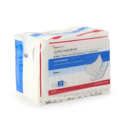 Cardinal Health - Wings Super - From: 87083 To: 87084A - Cardinal  Unisex Adult Incontinence Brief  Medium Disposable Heavy Absorbency