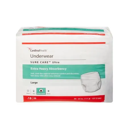 Cardinal - Sure Care Ultra - 1445 -  Unisex Adult Absorbent Underwear  Pull On with Tear Away Seams Large Disposable Heavy Absorbency