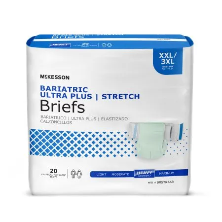 McKesson - BRSTRBAR - Ultra Plus Stretch Unisex Adult Incontinence Brief Ultra Plus Stretch 2X Large / 3X Large Disposable Heavy Absorbency