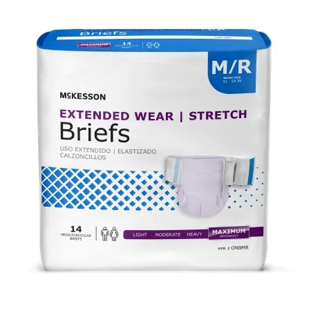 McKesson - ONBMR - Extended Wear Unisex Adult Incontinence Brief Extended Wear Medium Disposable Heavy Absorbency
