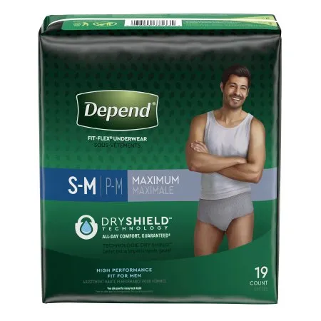 Kimberly Clark - Depend FIT-FLEX - 43616 - Male Adult Absorbent Underwear Depend FIT-FLEX Pull On with Tear Away Seams Small / Medium Disposable Heavy Absorbency