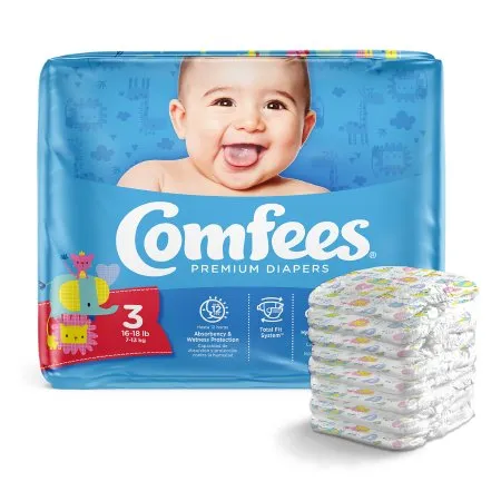 Attends Healthcare Products - Comfees - CMF-3 -  Unisex Baby Diaper  Size 3 Disposable Moderate Absorbency