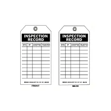 Fisher Scientific - Brady - 19040453 - Pre-printed Label Brady Advisory Label White Cardstock Tag Inspection Record Black 3 X 5-3/4 Inch