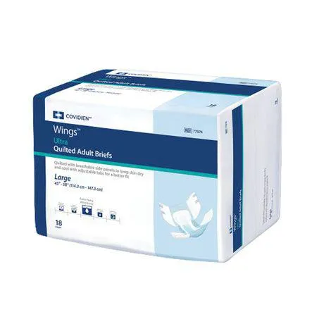Cardinal Health - 66135 - Wings Quilted Plus with BreatheEasy Technology Unisex Adult Incontinence Brief Wings Quilted Plus with BreatheEasy Technology X Large Disposable Heavy Absorbency