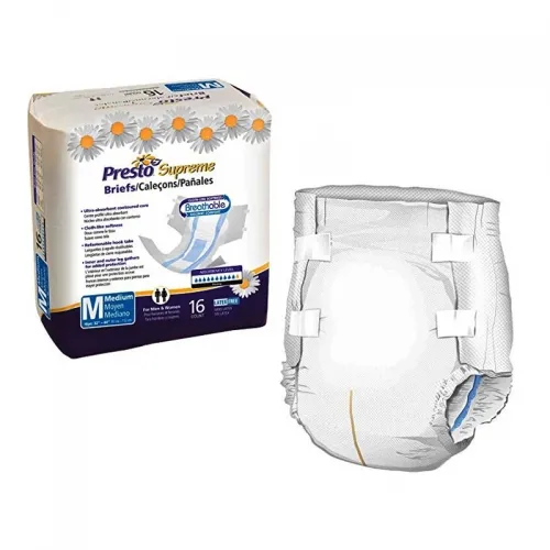 Drylock Technologies - From: ABB30020 To: ABB30040 - Presto Maximum Absorbency Ultimate Incontinence Brief, Medium, 32" to 44" Circumference, White