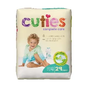 First Quality - Cuties Complete Care - CCC04 - Unisex Baby Diaper Cuties Complete Care Size 4 Disposable Heavy Absorbency