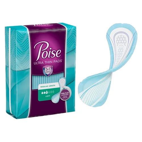 Kimberly Clark - From: 51393 To: 51397  Poise Ultra Thin Incontinence Pads, Light Absorbency, 28 Count,  Regular Length, 9.45" Long
