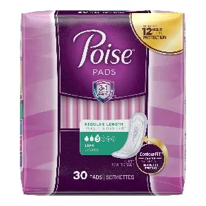 Kimberly Clark - Poise - 51668 -  Bladder Control Pad  9.33 Inch Length Light Absorbency Sodium Polyacrylate Core One Size Fits Most