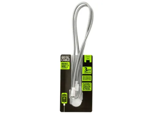 Kole Imports - EL695 - Heavy Duty Metal Iphone Charge Cable