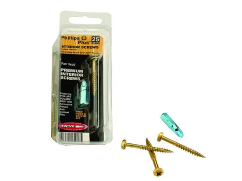 Kole Imports - From: MO097 To: MO098 - #8 X 1.5  Pan Head Screws 25 Pack With Bonus Driver Bit