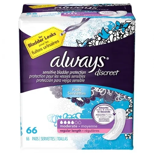 McKesson - 2062727 - Incontinence Liner Always&reg; Discreet Regular Moderate Absorbency DualLock&#153; Female Disposable