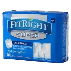 Medline Industries - FIT33005A - FitRight Super Protective Underwear, Medium  28" - 40"