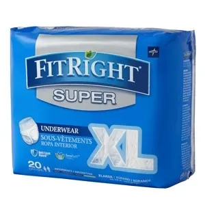 Medline - Fitright Super - Fit33600a - Unisex Adult Absorbent Underwear Fitright Super Pull On With Tear Away Seams X-Large Disposable Heavy Absorbency