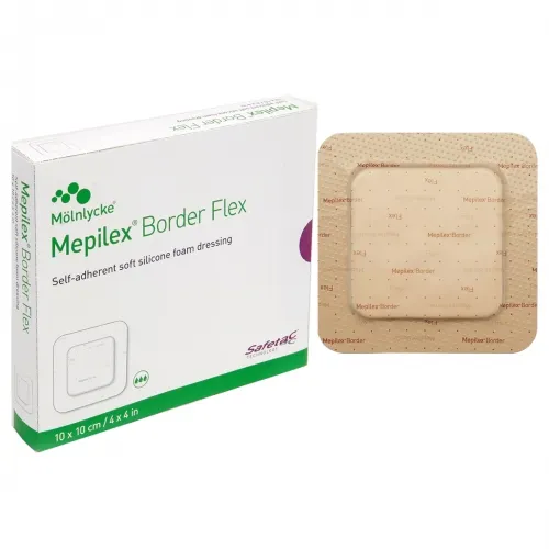 MOLNLYCKE HEALTH CARE - 595300 - Molnlycke Health Care Us Mepilex Border Flexible Self Adherent Absorbent Bordered Foam Dressing, 4" x 4", Replaces SC295300.