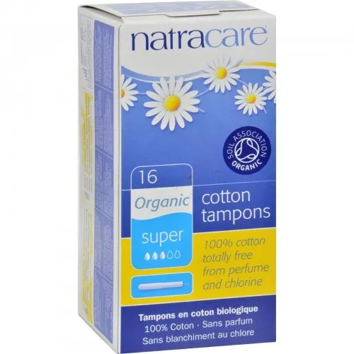 Natracare - From: 209268 To: 209277  Organic NonApplicator Super 20 count NonChlorine Bleached (GMOFree) 100% Cotton Tampons
