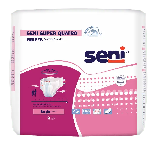 TZMO - From: S-LA09-BP1 To: S-XL08-BQ1  Seni Super PlusUnisex Adult Incontinence Brief Seni Super Plus Large Disposable Heavy Absorbency