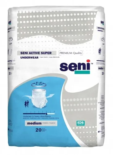 TZMO - Seni Active Super - S-ME20-AS1 -  Unisex Adult Absorbent Underwear  Pull On with Tear Away Seams Medium Disposable Moderate Absorbency