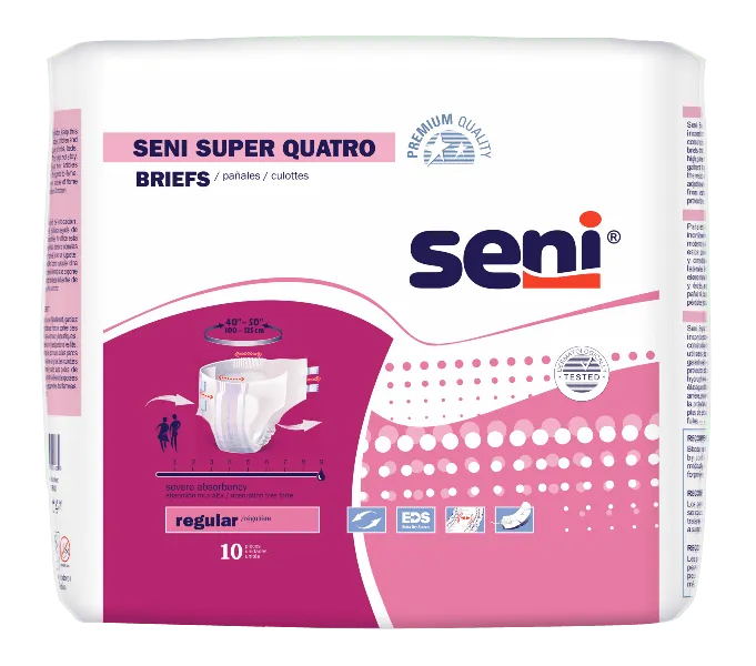TZMO - Seni Super Quatro - S-RE10-BQ1 -  Unisex Adult Incontinence Brief  Regular Disposable Heavy Absorbency