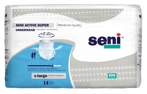 TZMO - Seni Active Super - S-XL14-AS1 -  Unisex Adult Absorbent Underwear  Pull On with Tear Away Seams X Large Disposable Moderate Absorbency