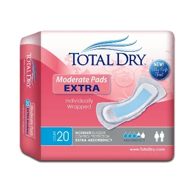 Secure Personal Care Products - TotalDry - SP1562 - Bladder Control Pad TotalDry 11 Inch Length Moderate Absorbency Polymer Core Regular