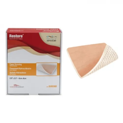 Urgo Medical North America - Restore - 509380 -  Foam Dressing  2 1/2 X 2 1/2 Inch Without Border Film Backing Nonadhesive Square Sterile